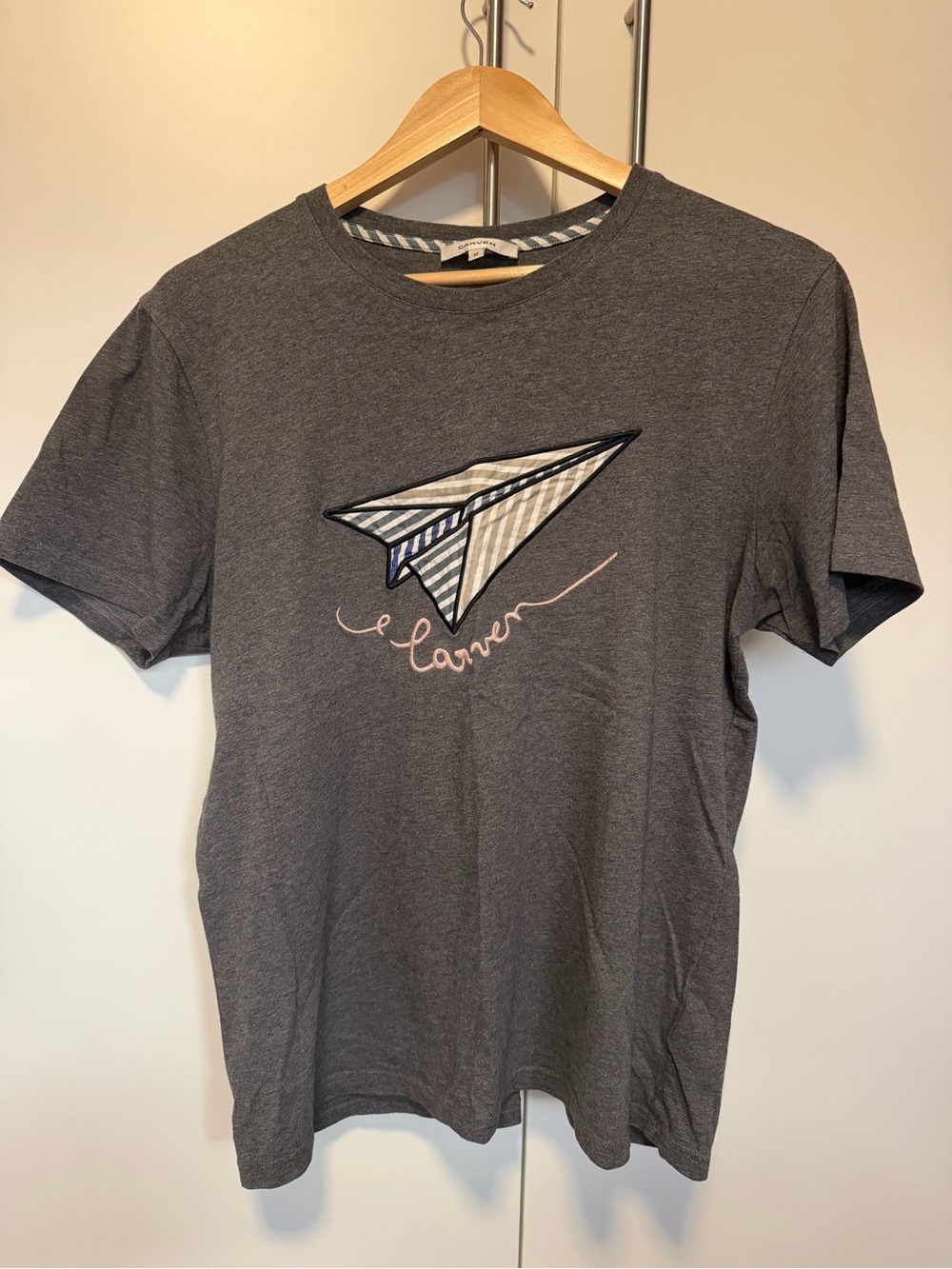 Carven Charcoal Grey Tee with Paper Plane Patch